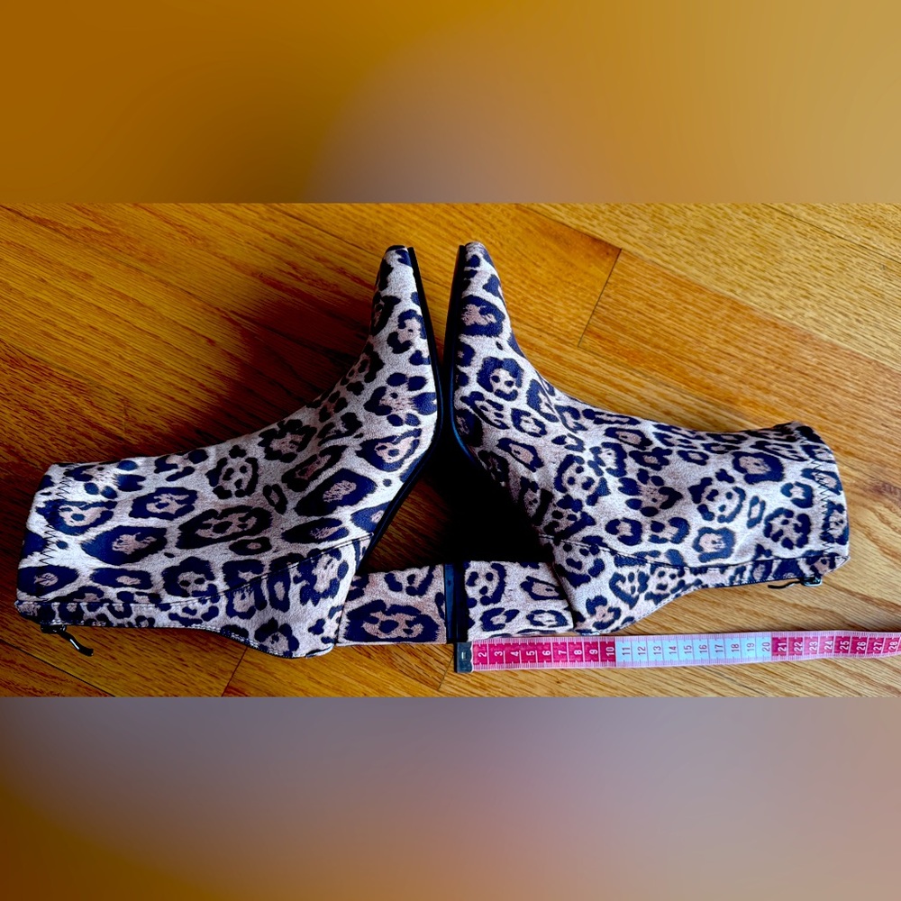 Leopard Print Zip Ankle Boots Booties - Women's Size 37 6,5